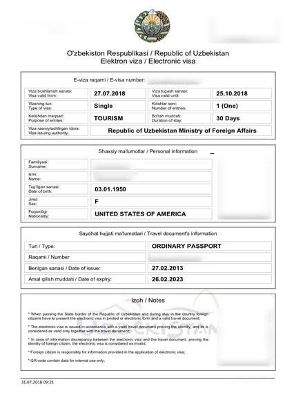 نمونه-ویزای-ازبکستان-الکترونیکی-گروه-گردشگری-استانبول-هالیدی-istanbul-holiday-group-e-visa-uzbekistan-sample